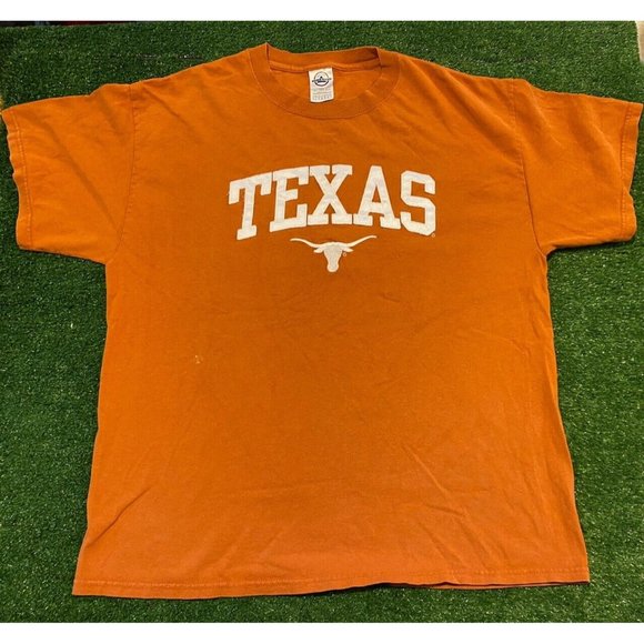 Retro Y2K Texas UT Longhorns arch tackle twill t-shirt large orange Hook em - Picture 2 of 11